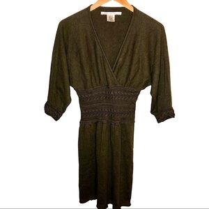 Max Studio Deep V Olive Green Sweater Dress Size Small